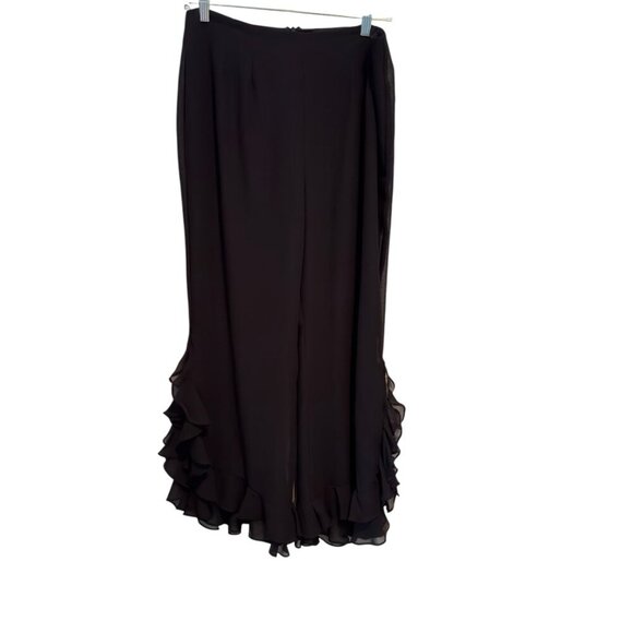J.R. Nites by Caliendo Wide Leg Ruffle Flare Bottom Dressy Pants Women's Size L - Picture 8 of 9